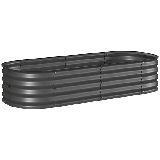 Galvanised Raised Garden Bed, Metal Planter Box with Safety Edging, for Flowers, Herbs, Succulents, Dark Grey