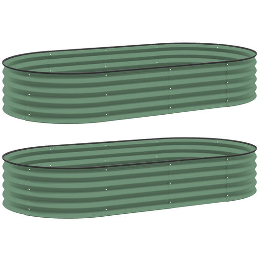 Set of Two 181 x 93cm Steel Planters - Green
