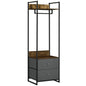 Clothes Rail, Metal Coat Stand, Garment Rack with 2 Fabric Storage Drawers, Single Wardrobe for Bedroom, Hallway, Rustic Brown and Grey