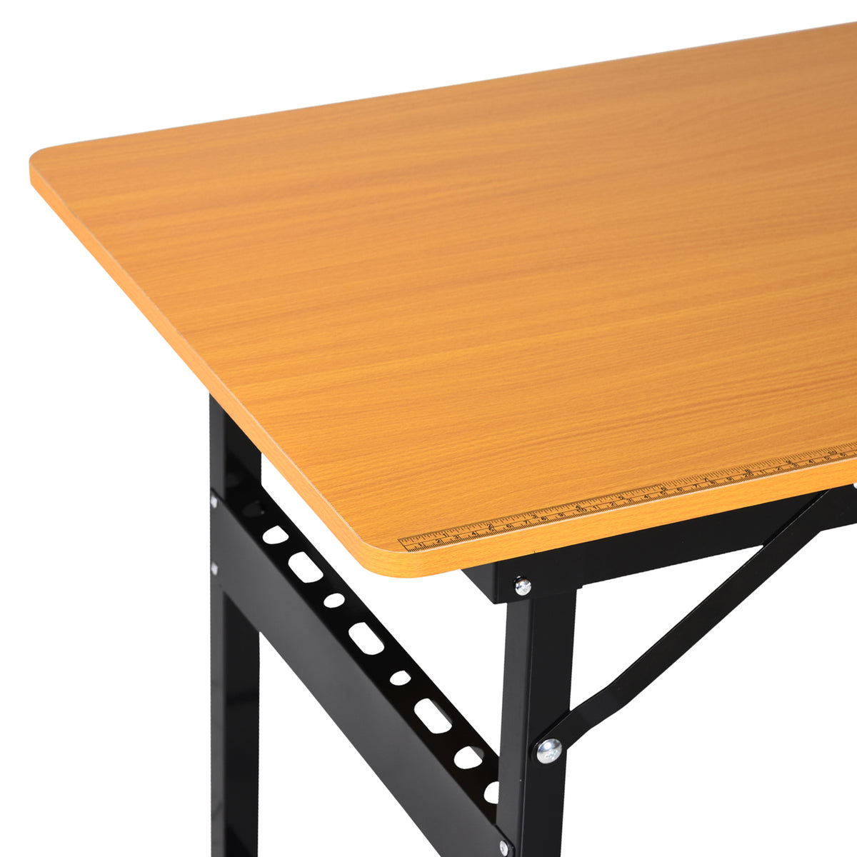 100 cm Foldable Garage Work Bench, Craft Table MDF Workstation, Heavy-duty Steel Frame with Ruler, Protractor
