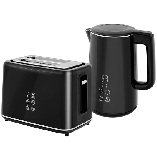 Polished Stainless Steel Kettle and Toaster Set