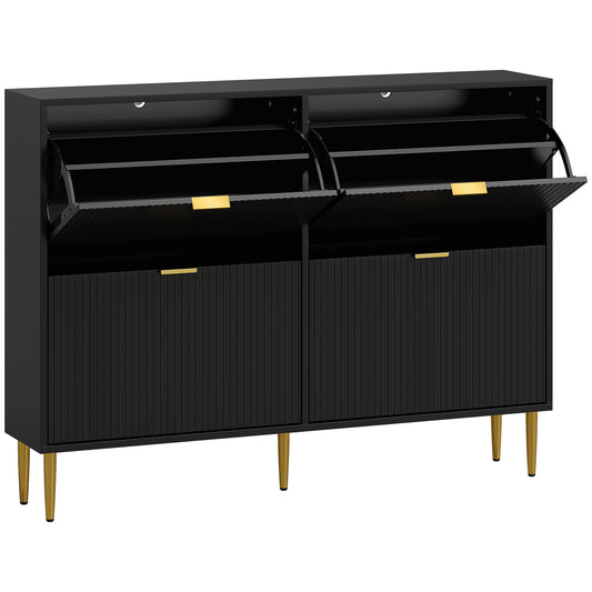 Four-Drawer Shoe Cabinet - Black