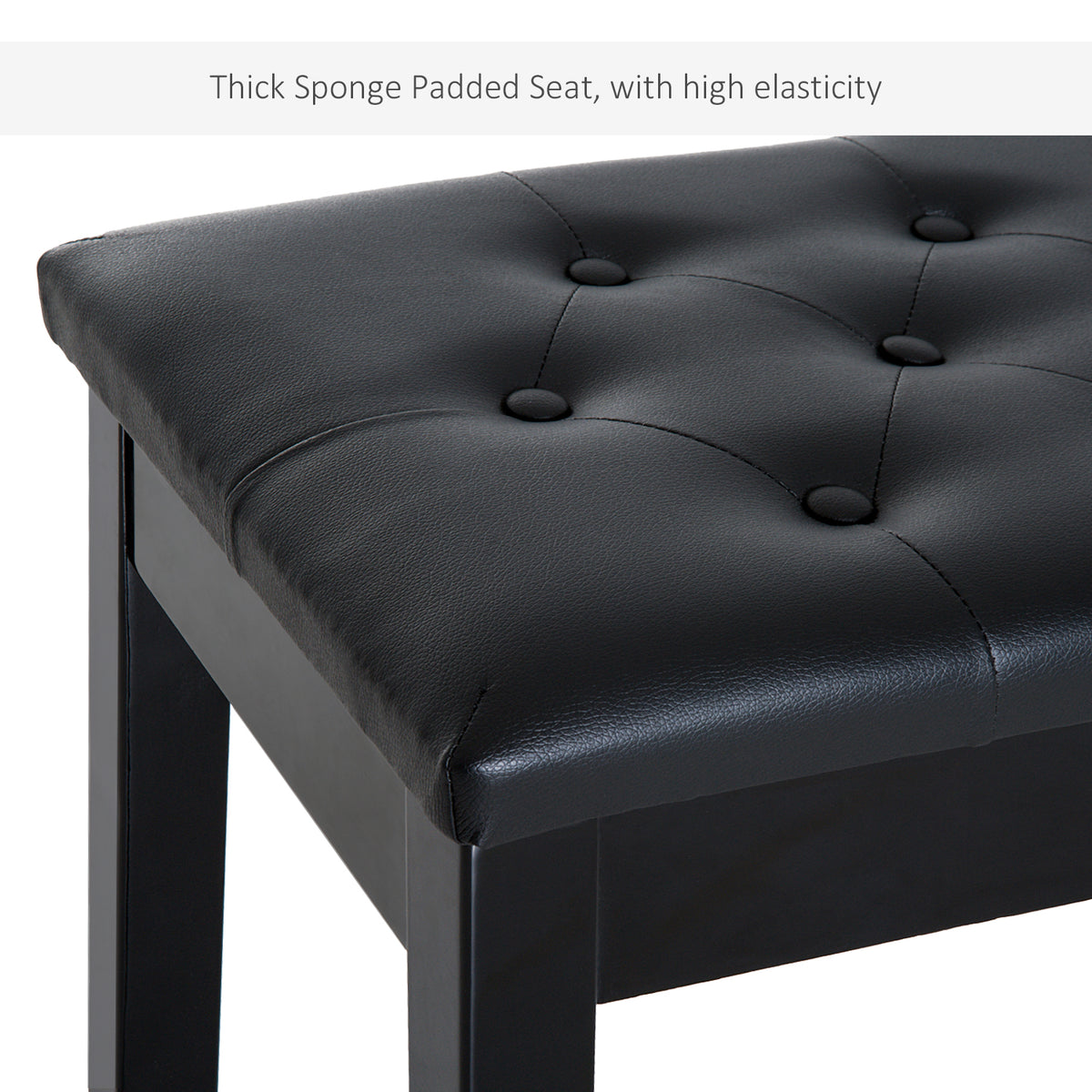PU Leather Upholstered Piano Stool Makeup Stool Bench Dressing Table Seat with Storage 76x36x50cm