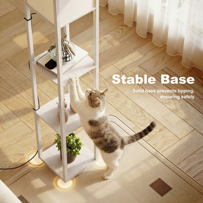 3-Tier Floor Lamp with Shelves and Storage, Modern Corner Standing Lamp with Lampshade, Foot Switch for Living Room, Bedroom, Home Office, Bulb not Included, White
