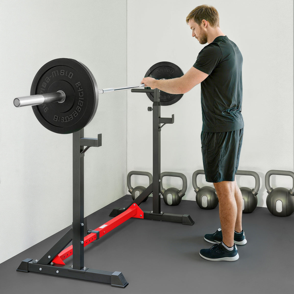 Barbell Rack, Width and Height Adjustable Dip Stand, Bench Press Rack for Home Gym Weight Lifting Fitness Workout, Max Load 150kg
