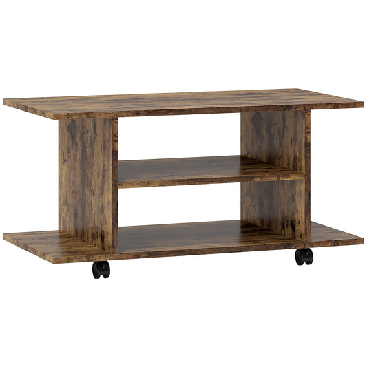 Modern TV Cabinet Stand Storage Shelves Table Mobile Bedroom Furniture Bookshelf Bookcase Rustic Brown