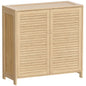 Bamboo Shoe Cabinet with Louvered Doors, 14 Pairs Shoe Storage Cabinet with Adjustable Shelves for Hallway, Natural