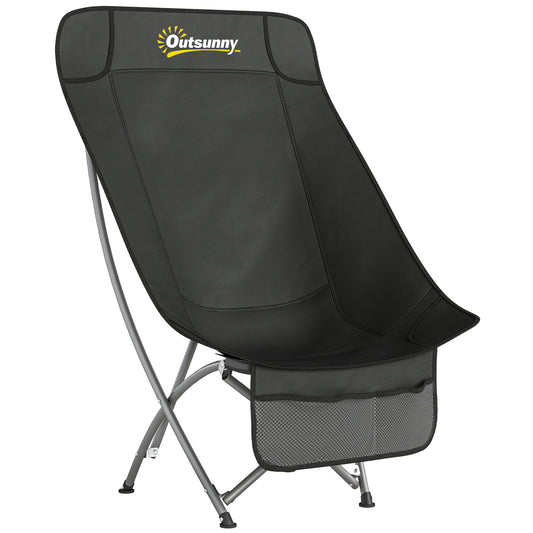 Camping Chair for Adults Heavy Duty Folding Camp Chair with Side Pocket and Carry Bag Black