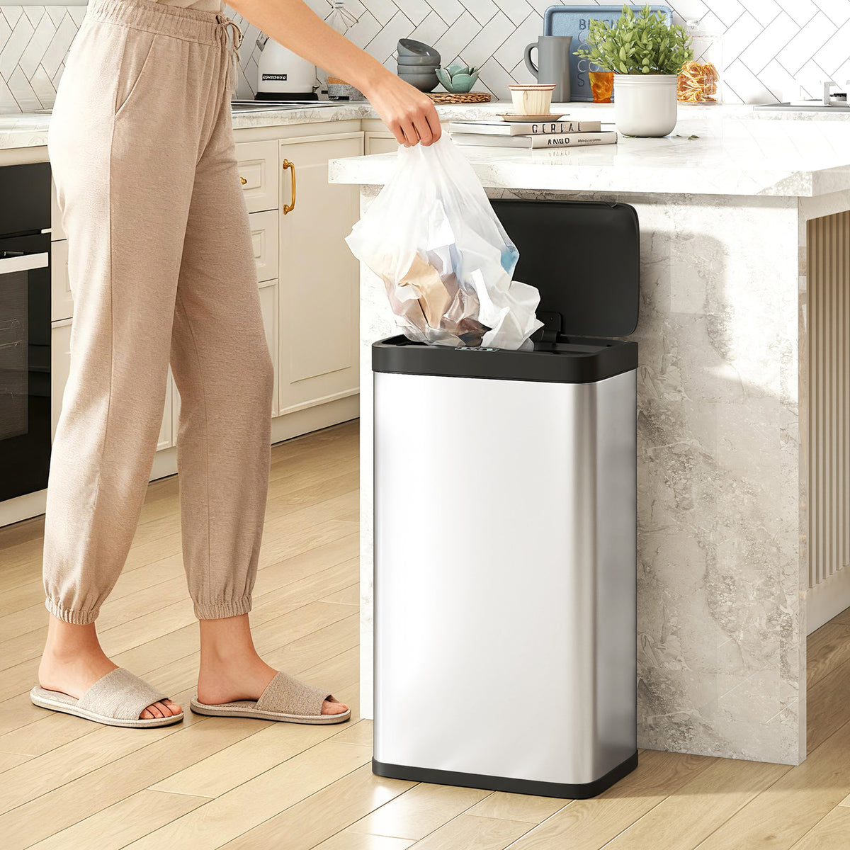 45L Stainless Steel Sensor Bin
