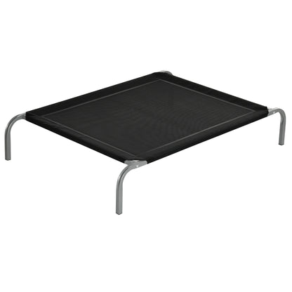 Elevated Pet Bed Cooling Raised Cot Style Bed for Large Medium Sized Dogs with Non-slip Pads Steel Frame Breathable Mesh Fabric, 110 x 75 x 20 cm - Black
