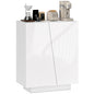 High Gloss Storage Cabinet, Freestanding Storage Cupboard with Adjustable Shelves for Living Room, Bedroom, Hallway, White