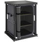Camping Cupboards, Folding Portable Kitchen Table with 3-Tier Storage, Black