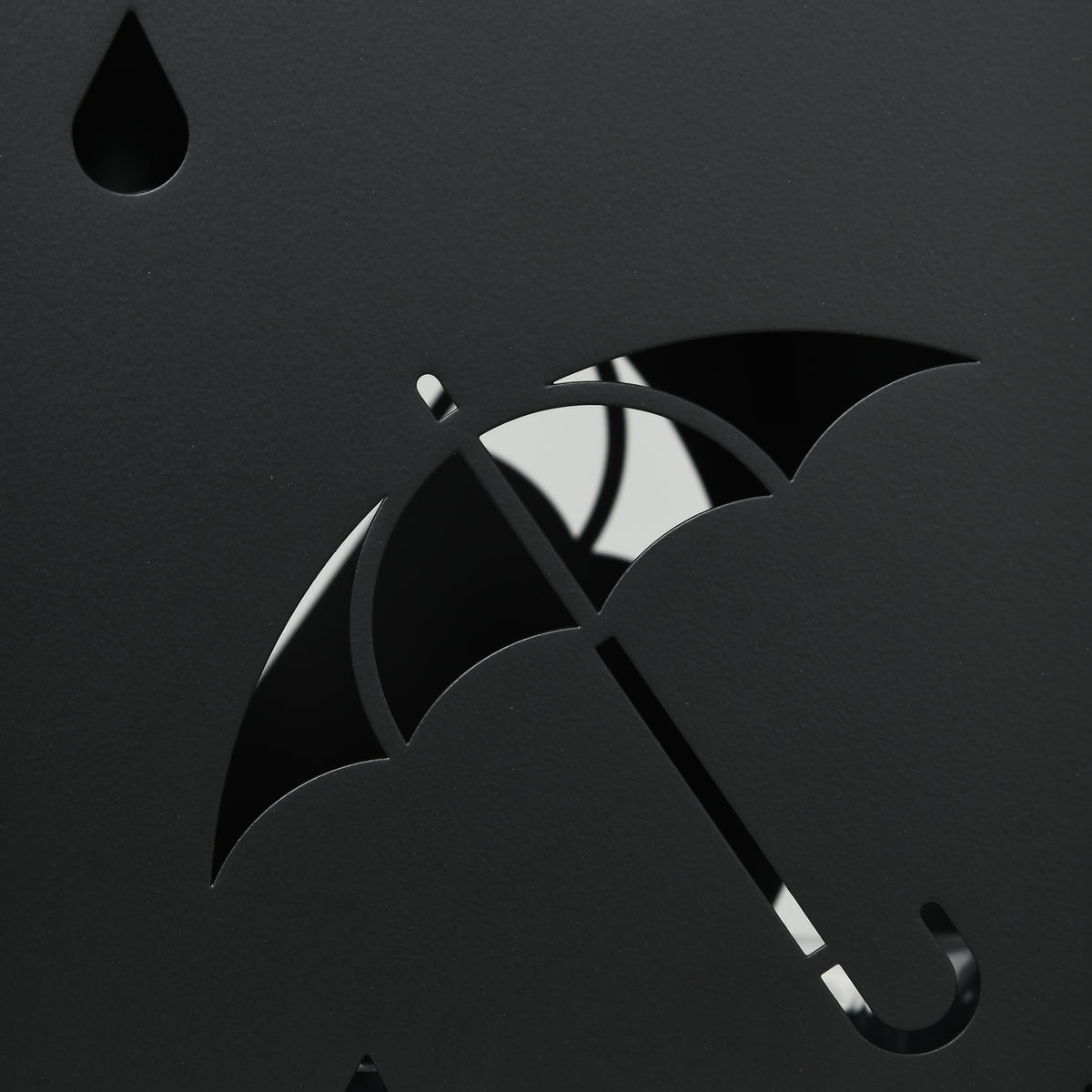 Steel Umbrella Stand, Square Umbrella Holder with 4 Hooks and Removable Drip Tray, Hollowed Umbrella Basket for Hallway