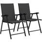 Folding Garden Chairs Set of 2, Foldable Garden Dining Chairs with High Back, Armrests, Texteline Seat, Black