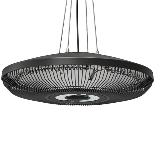 Hanging Electric Patio Heater with LED Light, 1000/2000 W IP65 Outdoor Infrared Heater with Touch/Remote Control, Black