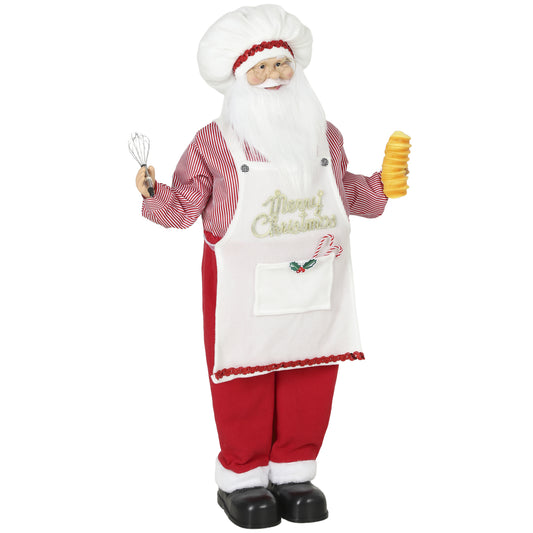4ft Singing Cooking Santa Claus, Standing Christmas Animated Santa Figure with Head Moving, Sound/Touch Activated