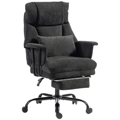 Office Chair, 180kg Heavy Duty Linen Computer Desk Chair with Lumbar Support, Wide Seat, Spring Cushion