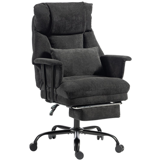 Office Chair, 180kg Heavy Duty Linen Computer Desk Chair with Lumbar Support, Wide Seat, Spring Cushion