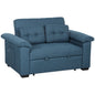 Pull Out Sofa Bed, Fabric 2 Seater Click Clack Sofa Bed Settee with 2 Pocket Springs, Convertible Sofa Couch with Pillows and Side Pockets for Living Room, Home Office, Blue