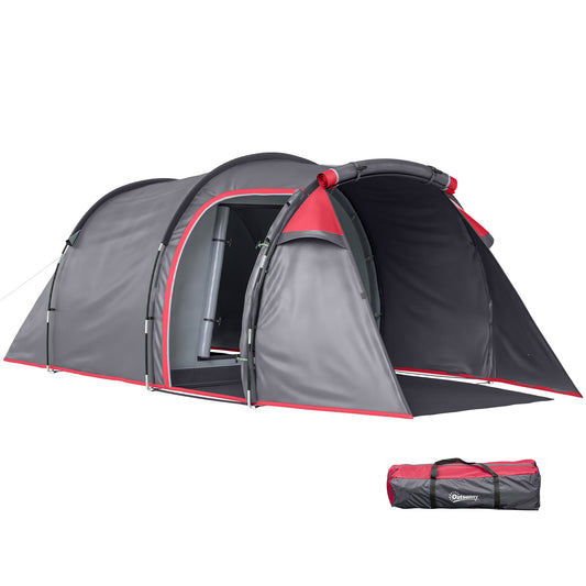 2 Man Tunnel Tent with Sewn-in Groundsheet, Air Vents, Rainfly, 2000mm Large Camping Tent with Bedroom, Porch, Living Area for Camping, Hiking, 426L x 206W x 154H cm