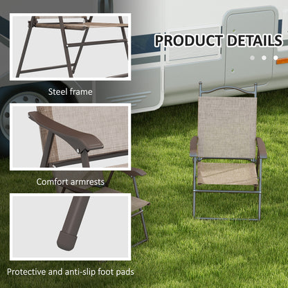 Set of Two Folding Garden Chairs, with Fabric Mesh Seats