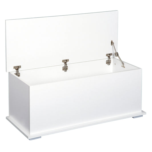113L Storage Chest, Storage Box with Flip-Top Lid and 2 Safety Hinges, Storage Trunk for Living Room, Entryway, 100 x 40 x 40 cm, White