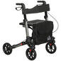 Rollator Walker with Seat, Compact Quick Folding Mobility Walker with 8" Wheels, Carry Bag, Adjustable Height, Cane Holder and Lightweight Aluminium Frame for Seniors and Disabled, Silver