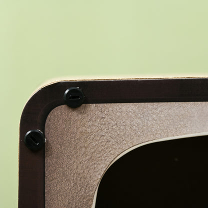 2 in 1 TV Shape Cat Scratching Board House with Catnip, for Indoor Cats, Brown