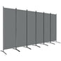 6 Panel Folding Room Divider, 1.7m Privacy Screen with Wide Feet, Portable Freestanding Metal Partition Separator for Office, Living Room, Bedroom, Dining Room, Dark Grey
