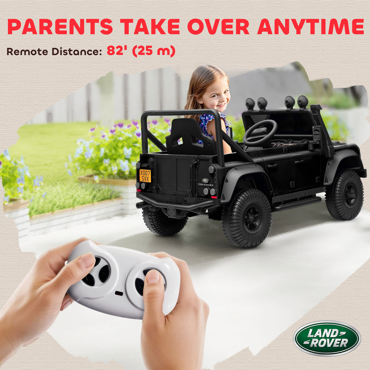 Kids Ride On Car with Remote Control, Music, Horn, 4 Spring Suspension Wheels, LED Lights for 3-5 Years Old