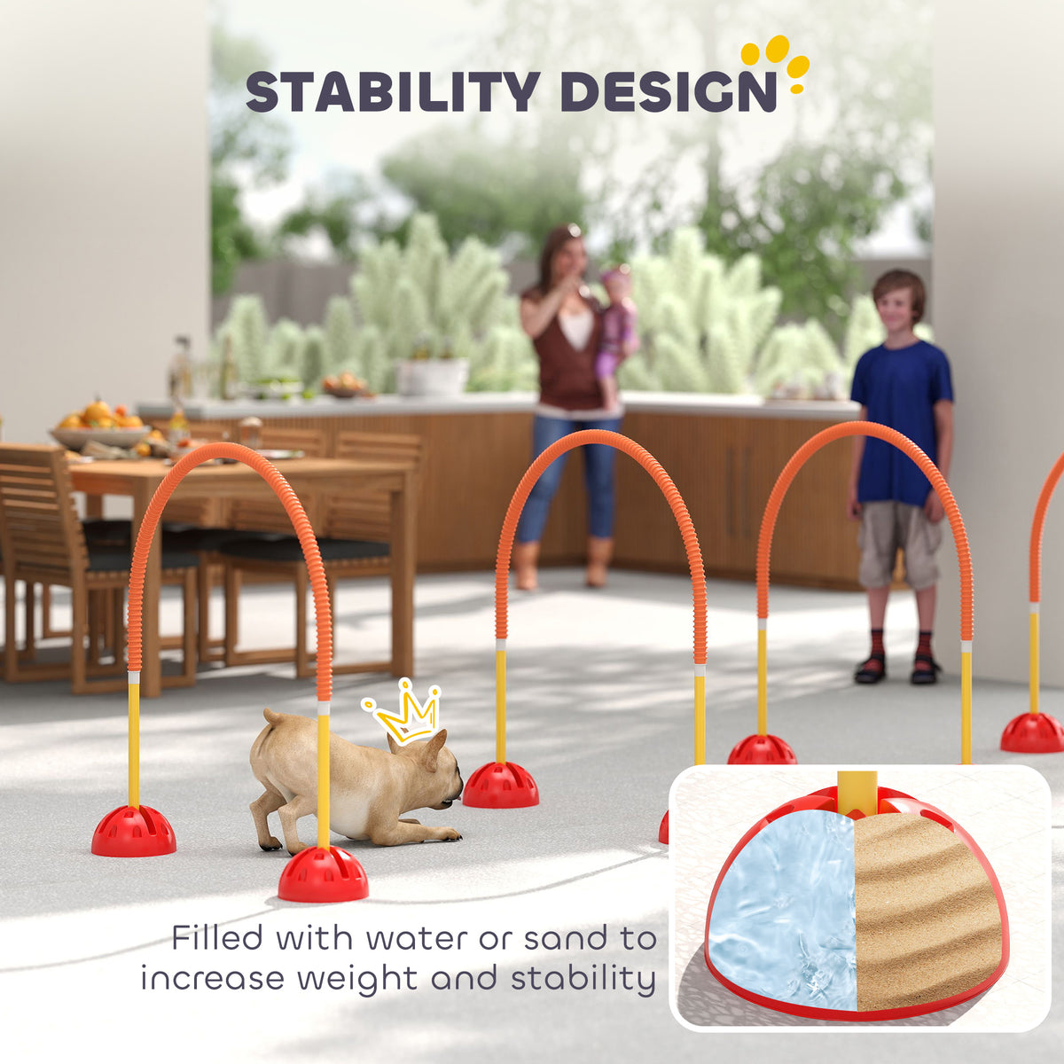4-Piece Dog Agility Training Equipment with 4 Adjustable Width Doors, Bag, for Garden, Orange