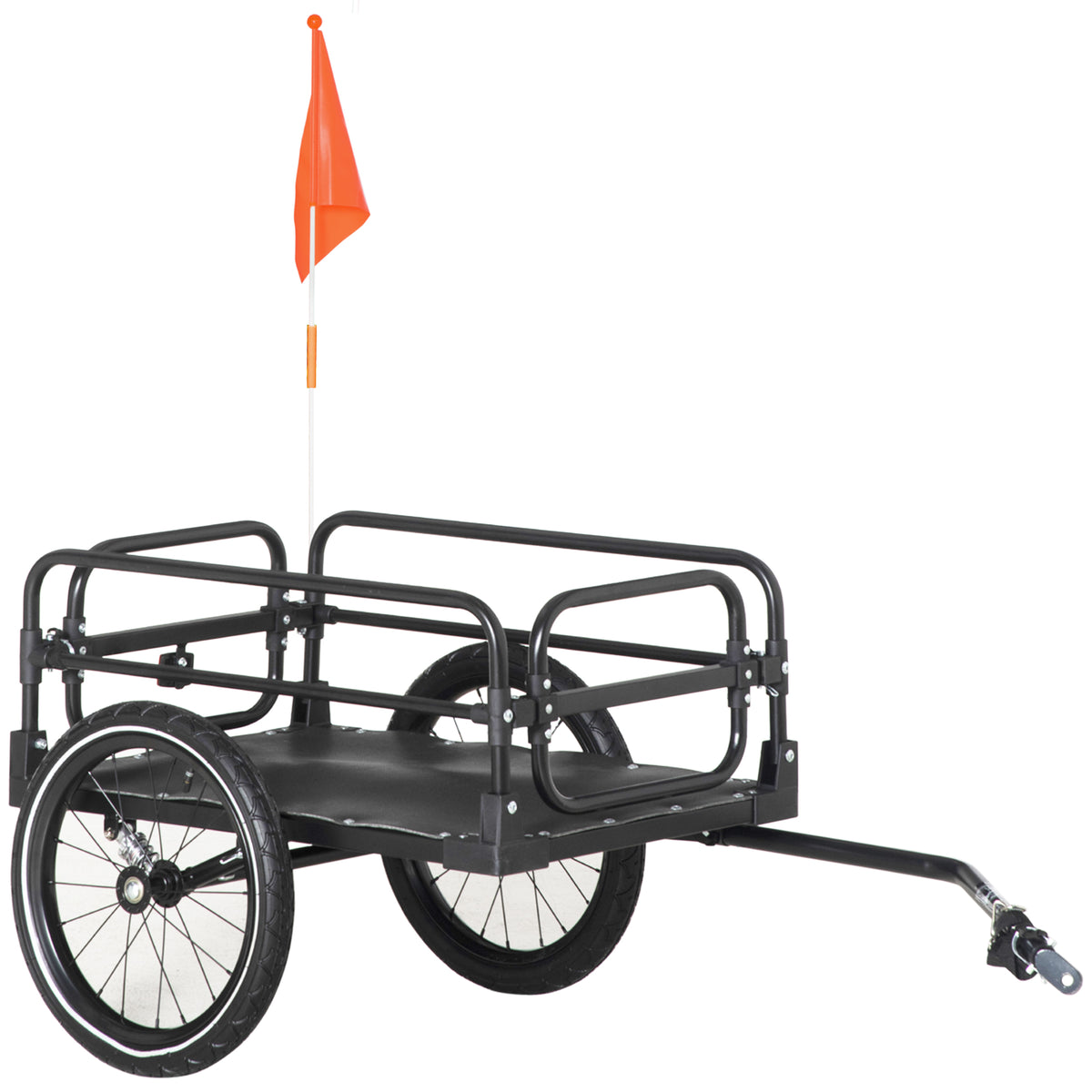 Steel Bike Trailer with Triple Safety, Wagon Bicycle Trailer with Suspension, 2 Wheels Outdoor Storage Carrier, Black