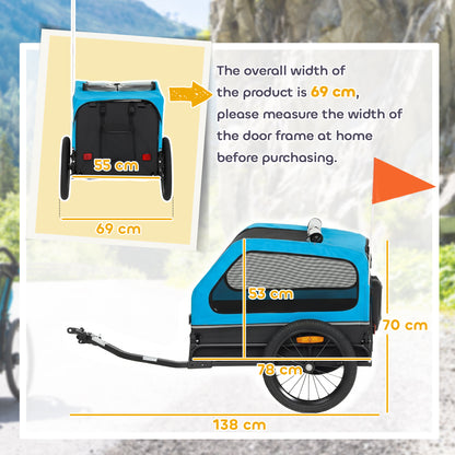 Dog Bike Trailer with Flip-Down Ramp Tailgate, Quick Release Frame, Universal Bicycle Coupler, Reflectors