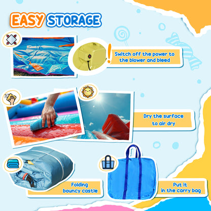 Kids Bouncy Castle, 4 in 1 Large Sailboat Style Inflatable House Slide Trampoline Water Pool Climbing Wall with Blower Carrybag for Kids Age 3-8, 2.65 x 2.6 x 2m