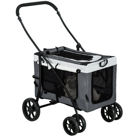 Foldable Dog Stroller, Pet Travel Crate, with Detachable Carrier, Soft Padding, for Mini, Small Dogs