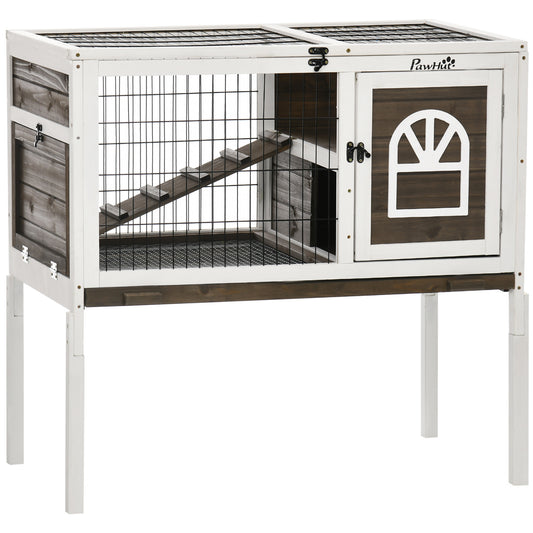 Wooden Rabbit Hutch, Guinea Pig Cage, with Removable Tray