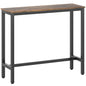 Rectangular Bar Table, Wood Effect Pub Coffee Table for Small Space, Breakfast Dining, Kitchen, Industrial, Rustic Brown