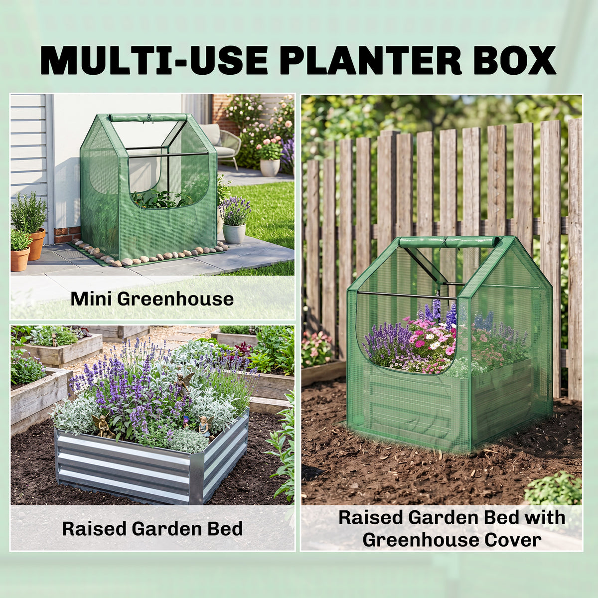 61 x 61cm Garden Planter Bed, with Cover