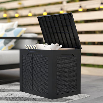 97L Plastic Garden Storage Box, Outdoor Storage Box with Handles, Waterproof Outdoor Storage Container