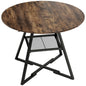 Dining Table for 4 People, 100 cm Round Industrial Kitchen Table with Storage Shelf, Rustic Brown