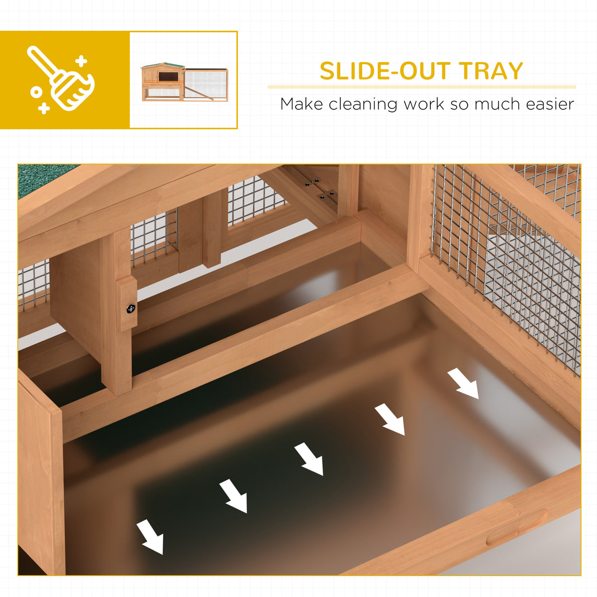 Wooden Rabbit Hutch Guinea Pig hutch House 2 Tier with Rabbit Run for Outdoor Garden Backyard, 85 x 24 x 57cm