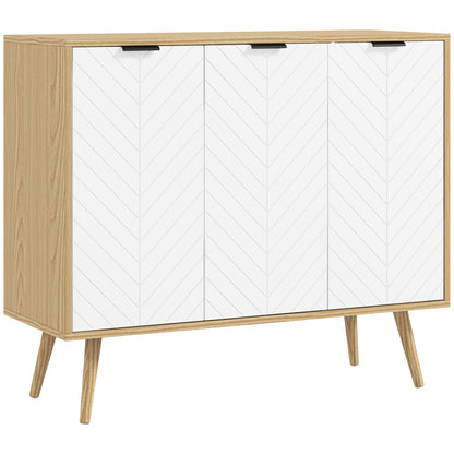 Modern Sideboard and Buffet, Dining Room Cabinet with Adjustable Shelves and 3 Doors, White