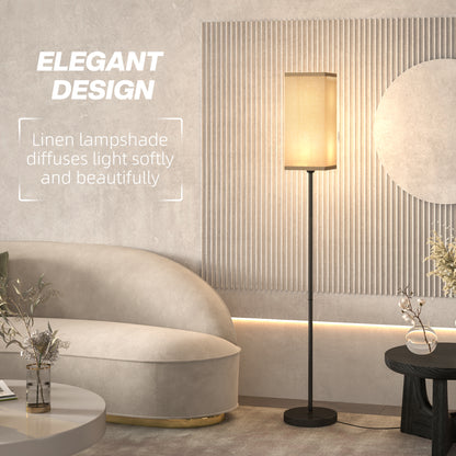 Floor Lamp, Modern Standing Lamp with Linen Shade and Foot Switch, Tall Lamps for Bedroom, Bulb not Included
