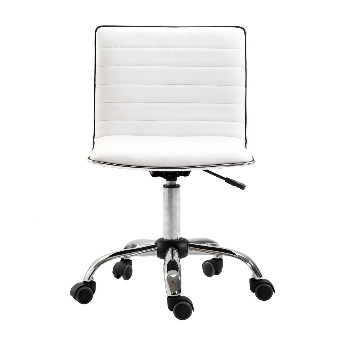 Adjustable Swivel Office Chair with Armless Mid-Back in PU Leather and Chrome Base