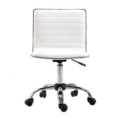 Adjustable Swivel Office Chair with Armless Mid-Back in PU Leather and Chrome Base