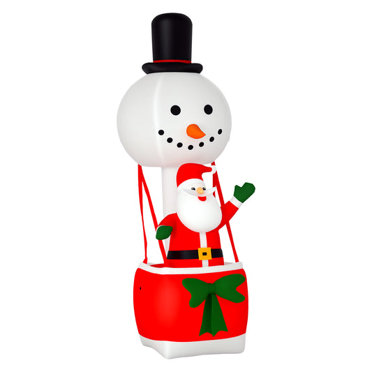 8ft Christmas Inflatable Decoration with Santa Claus on Snowman Hot Air Balloon, Blow Up Xmas Decor for Outdoor Indoor