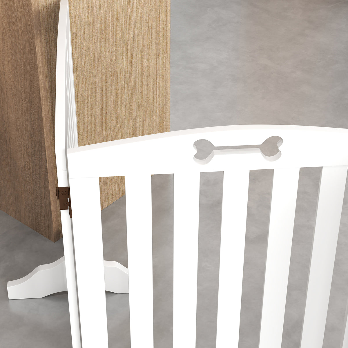 Wooden Dog Gate, Freestanding Pet Gate with Support Feet for Doorways, Hallways, Stairs, 207.5L x 61H cm, White