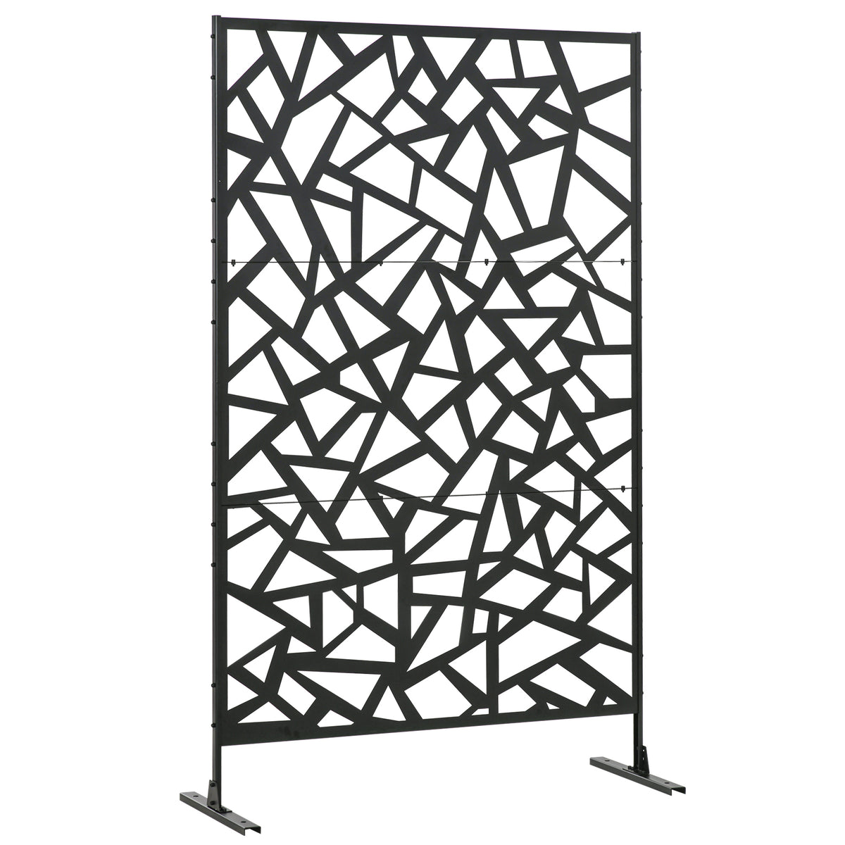 Freestanding Garden Partition Screen Metal Decorative with Expansion Screws, Black