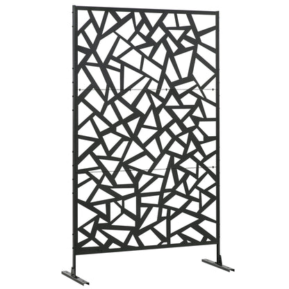 Freestanding Garden Partition Screen Metal Decorative with Expansion Screws, Black