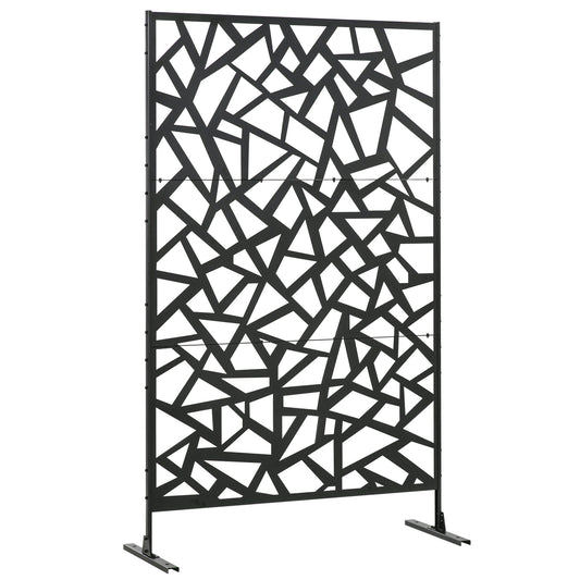 Freestanding Garden Partition Screen Metal Decorative with Expansion Screws, Black